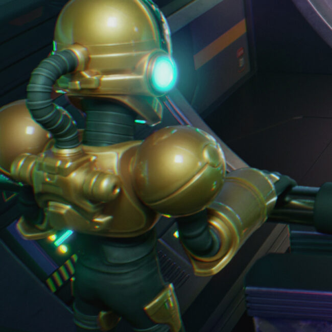 Stylized astronaut 3D Model referring to the Mines of Dalarnia cinematic trailer project.