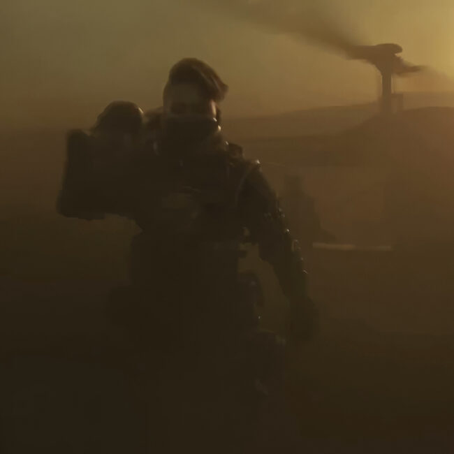 Realistic 3D hero character (He "Seraph" Zhen-Zhen) with gun referring to the Call of Duty: Vanguard & Warzone – S5 ‘Last Stand’ cinematic project.
